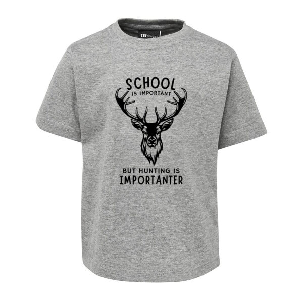 School is important but hunting is importanter Kids Tee Thumbnail